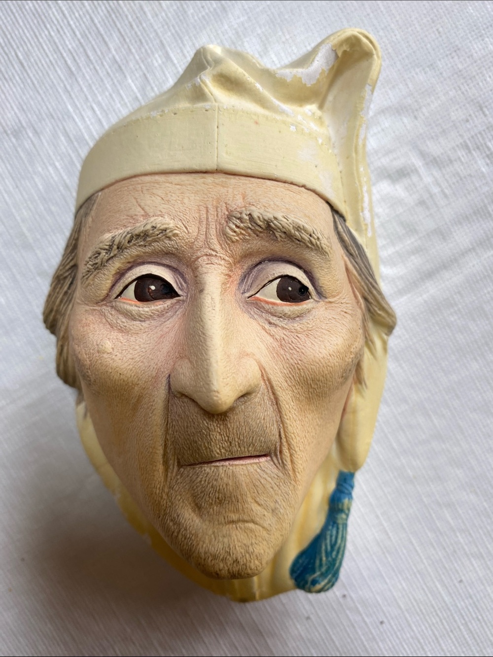 Bossons Scrooge Handcrafted Elderly Man Face Wall Mask in Cream and Blue